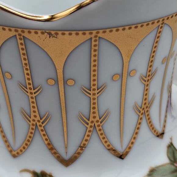 Vintage Royal Danube 5" Creamer Footed Floral Gold Trim Victorian Elegant Dinner - Picture 8 of 16